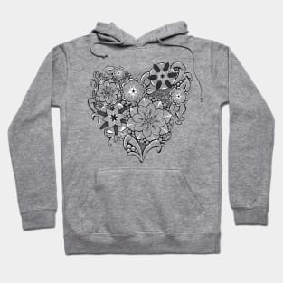 Zentangle Heart - black and white Hoodie